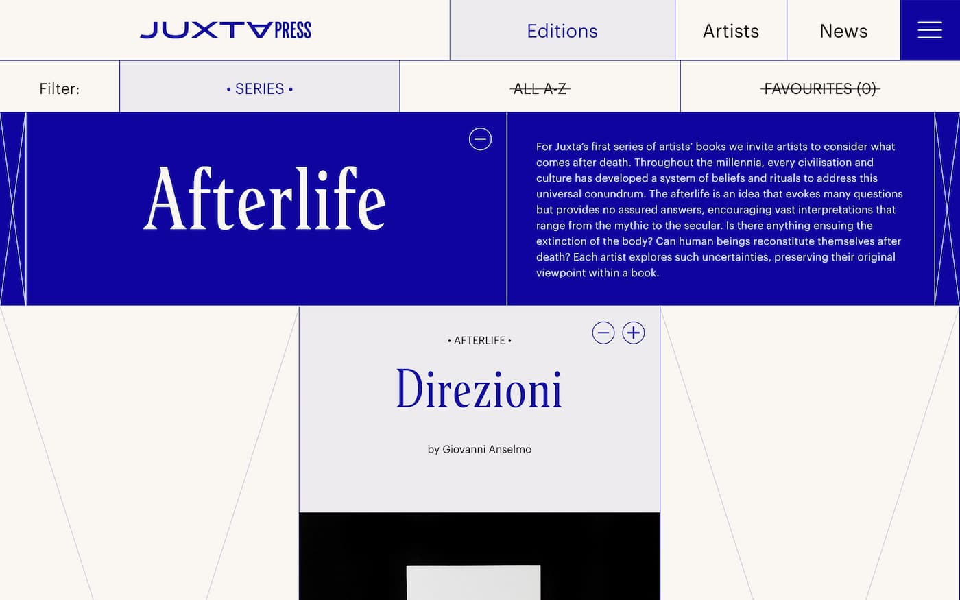 Desktop view of the Juxta Press website