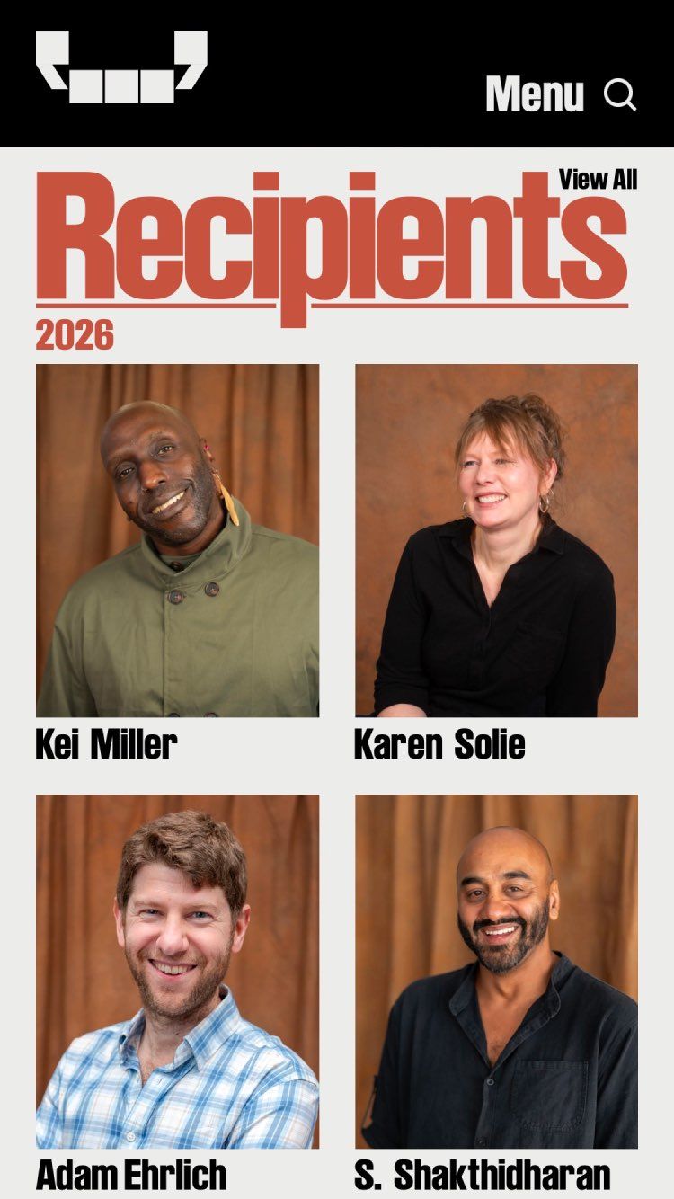 Mobile view of the Windham-Campbell Prizes website